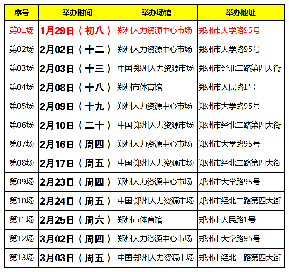 郑州招聘会203年时间表及最新动态郑州招聘会2023时间表最新