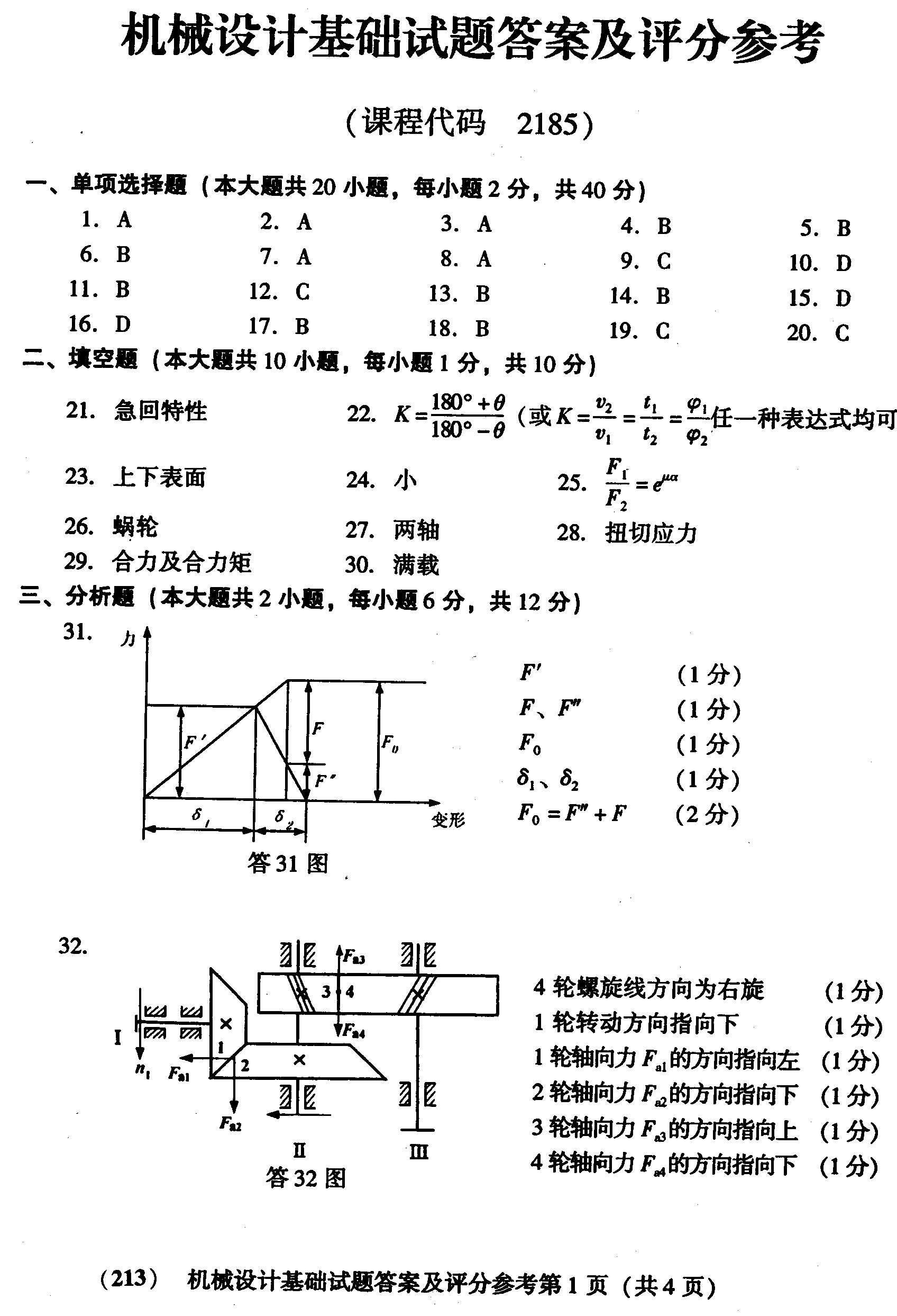 机械设计的艺术与科学机械设计基础考试题库及答案